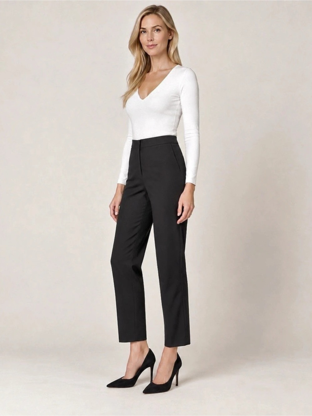 Teenflo Black Tailored Straight Leg Ankle Pants Size 6 Made Canada Y2K